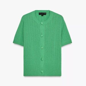 Zara Pointelle Short-Sleeve Cardigan